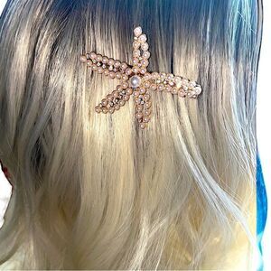Pearl on Gold Starfish Hair Clip l New